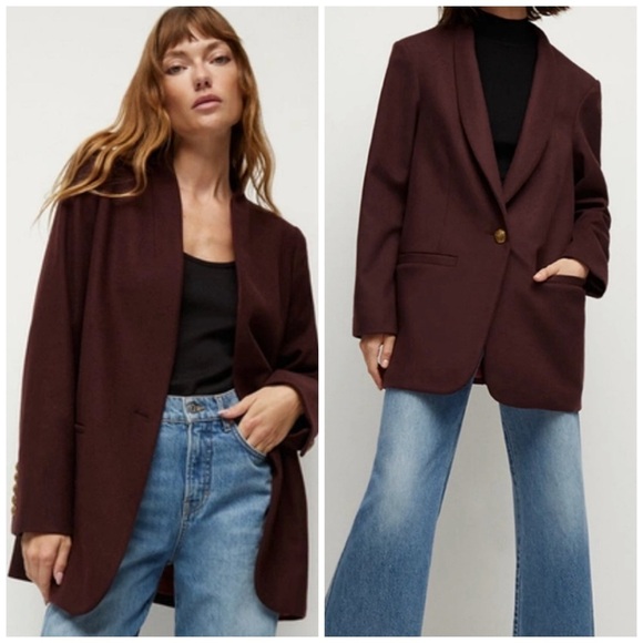 Veronica Beard Tal Dickey Jacket Coat Deep Merlot Maroon Red XS Wool Cashmere